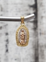 14K TriColor Virgin Mary Religious Pendant 