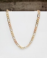 24" 14K TriColor Diamond Cut Figaro Link Necklace