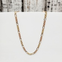 20" 14K TriColor Diamond Cut Figaro Link Necklace