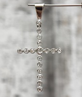 18K Diamond Cross Religious Pendant