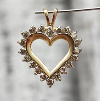 14K Heart Diamond Pendant