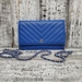 Chanel Wallet On Chain Chevron Caviar -Silver Tone Bright Blue