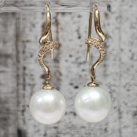 18K Twisty Dangle Pearl Diamond Earrings