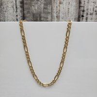 27" 14K Solid Diamond Cut Figaro Link Necklace