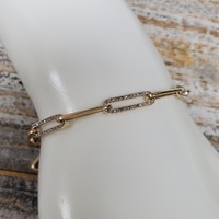 7.25" 14K Paperclip Style Diamond Bracelet