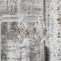 14K Textured Hoop Earrings