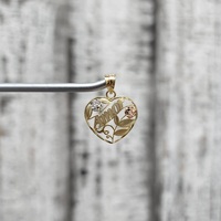 14K TriColor "Amor" Rose Flower Heart Pendant