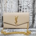 Saint Laurent Grain De Poudre Monogram Uptown Chain Wallet Dark Beige