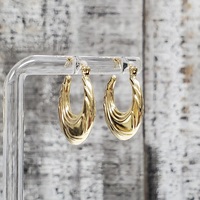 14K Textured Hoop Earrings