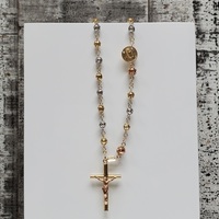 14K TriColor Rosary / Rosario Religious Necklace