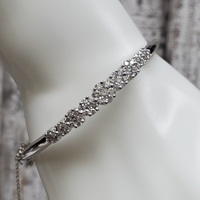 14K Diamond Hinged Bangle Bracelet w/ Safety Chain