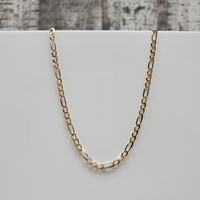 24" 14K TriColor Diamond Cut Figaro Link Necklace