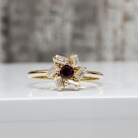 14K Synth Ruby + CZ Fancy Style Ring