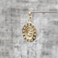 14K CZ Religious Oval Pendant