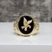 14K Black Stone w/ Eagle w/ Screw Design on Side Ring