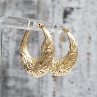 10K Fancy Design Hoop Earrings