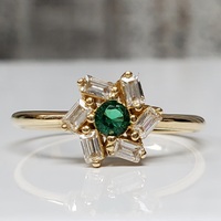 14K Green + White CZ Fancy Design Ring