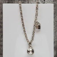 Tiffany & Co. Hardware Silver Necklace W/ Ball and Locks Charms