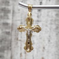 14K Crucifix Jesus Religious Clear Stone Pendant