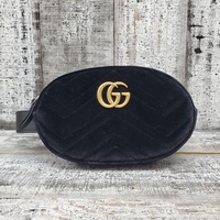 Gucci  Velvet Matelasse GG Marmont Belt Bag 75/30 Black 476484