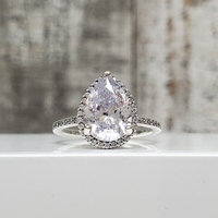 PANDORA Silver Sparkling Pear Halo Ring