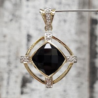 14K Diamond + Black Stone Pendant