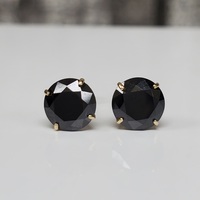 14K Black Stone Stud Earrings