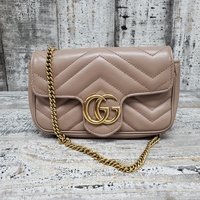 Gucci Calfskin Matelasse Super Mini GG Marmont Shoulder Bag