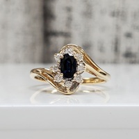 14K Diamond + Sapphire Sapphire Ring