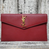 Saint Laurent Grain De Poudre Uptown Pouch Red