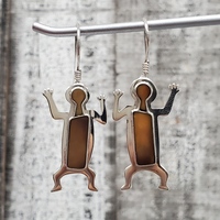 Silver Dancing People w/ Brown Stone Inlay Zealandia Earrings