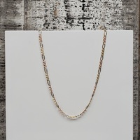 14K 18.5" TriColor Diamond Cut Figaro Link Necklace