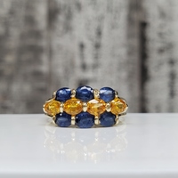 10K Blue and Orange Sapphire Ring