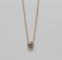 14K Necklace w/ Halo Attached Diamond Pendant