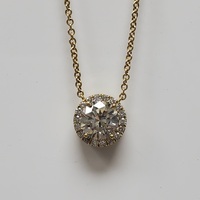 14K Necklace w/ Halo Attached Diamond Pendant