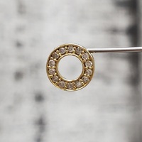 14K Small Circle Diamond Pendant