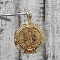 14K/24K Centenario Coin + CZ Meander Design Pendant