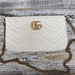 GUCCI GG LEATHER WHITE HANDBAG ON GOLD CHAIN