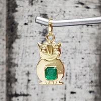 18K Owl Pendant w/ Emerald