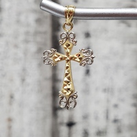 10K Fancy Cut design Cross Religious Pendant