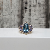 10K Blue and Purple Stone Ring