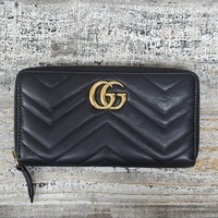 Calfskin Matelasse GG Marmont Zip Around Wallet Black 443123