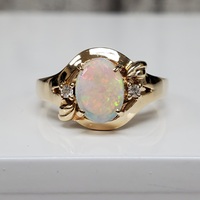 14K Opal + Diamond Ring