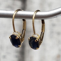 10K Oval Sapphire Dangle Earrings