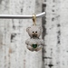 14K CZ + Green + Black Stones Teddy Bear Pendant