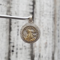 10K Diamond Cluster Liberty Coin Look A Like Pendant