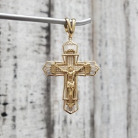 14K Cross Crucifix Jesus CZ Religious Pendant
