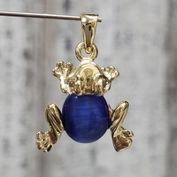 14K Frog w/ Blue Stone Pendant