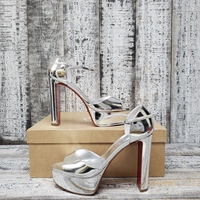 Christian Louboutin Sandaloo Silver Heels + Size 38