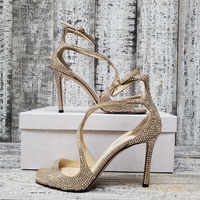 JIMMY CHOO HEELS HONEY GOLD SUEDE CRYSTAL HOTFIX